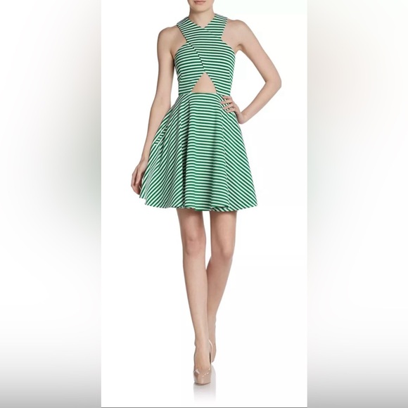Torn by Ronny Kobo Sleeveless Stripe Vered Mini Dress Cross Bodice Front Cutouts - Picture 7 of 9